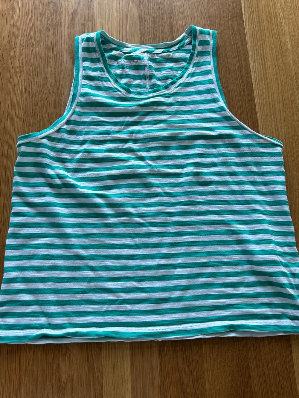 J. Crew Striped Scoop Tank in Teal and White